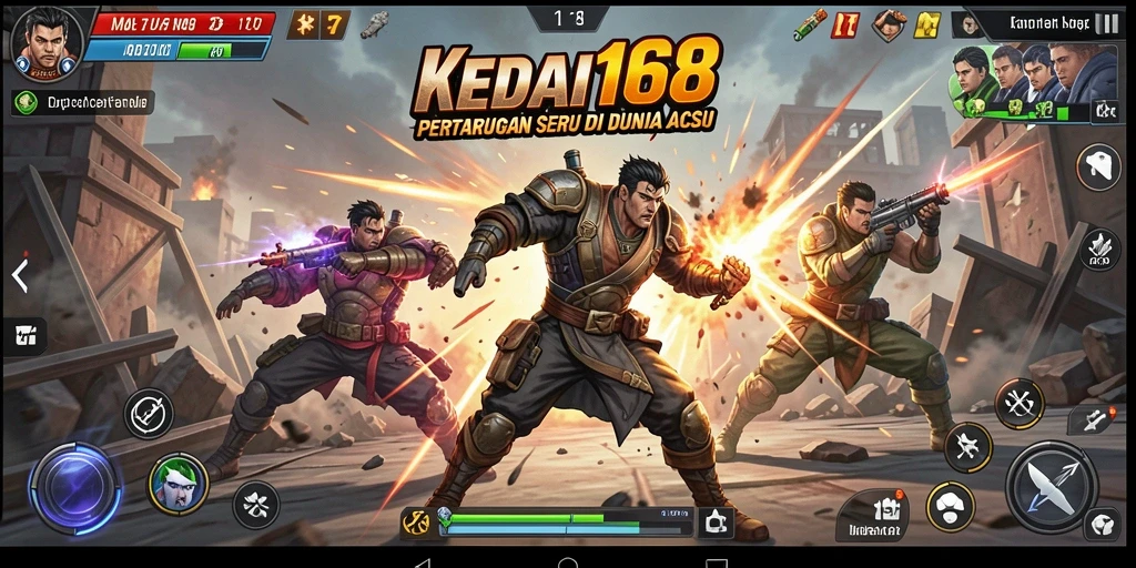 Screenshot KEDAI168 menampilkan aksi pertarungan yang mendebarkan.