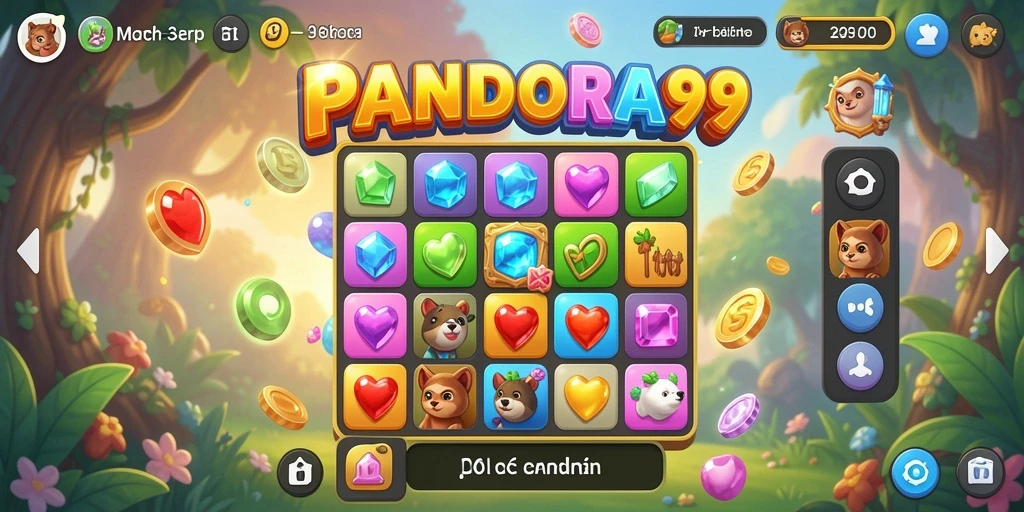 Tangkapan layar gameplay PANDORA99 dengan tantangan Match-3 yang menarik.
