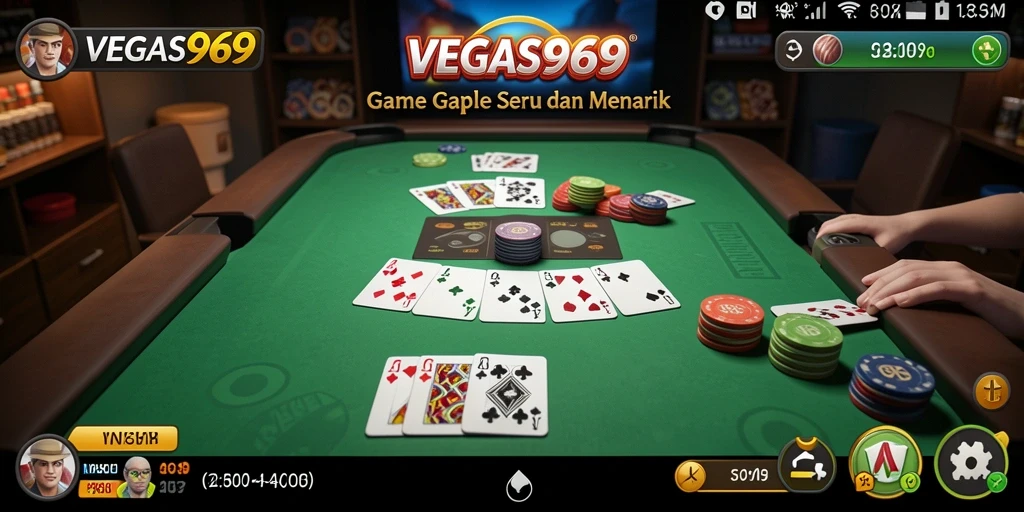 Tampilan gameplay seru dari VEGAS969 yang penuh strategi Gaple.