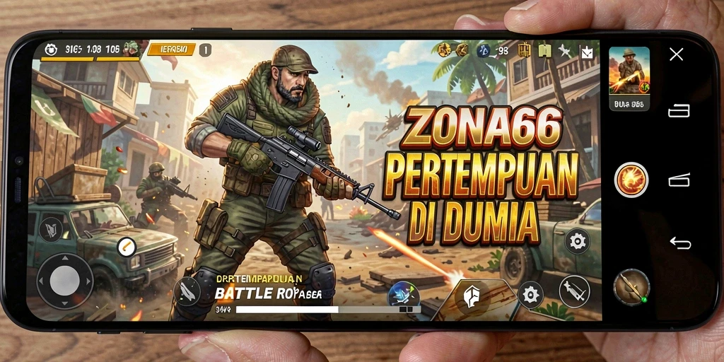 Tampilan utama gameplay ZONA66 dalam pertempuran Battle Royale.